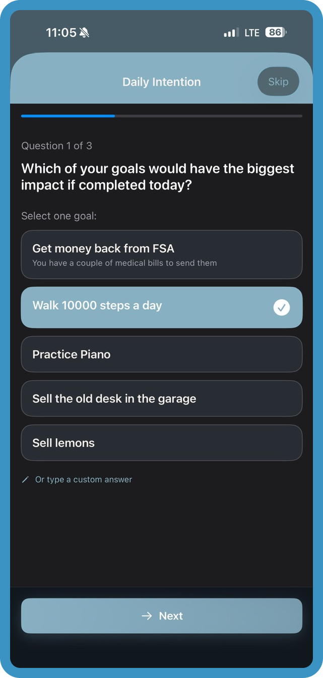 Goals AI Daily Intention on iPhone